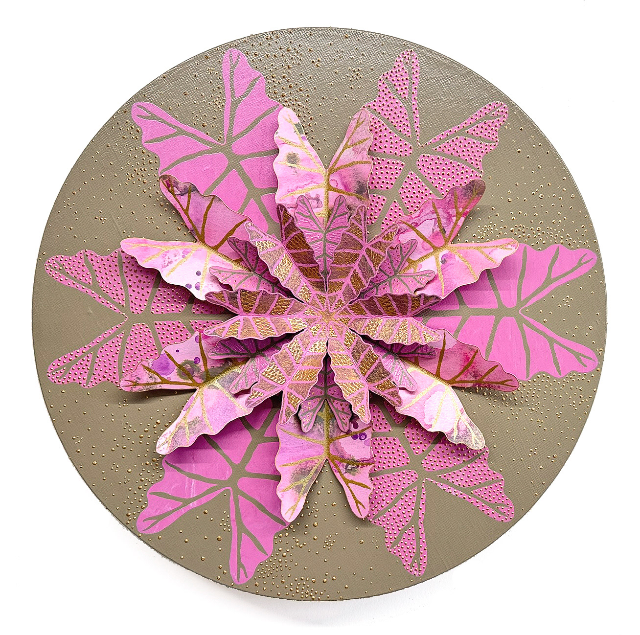 여섯잎의 순환 REBIRTH-HEXA FOLIAGE NO.2 Ø 40cm, mixed media on canvas, 2025