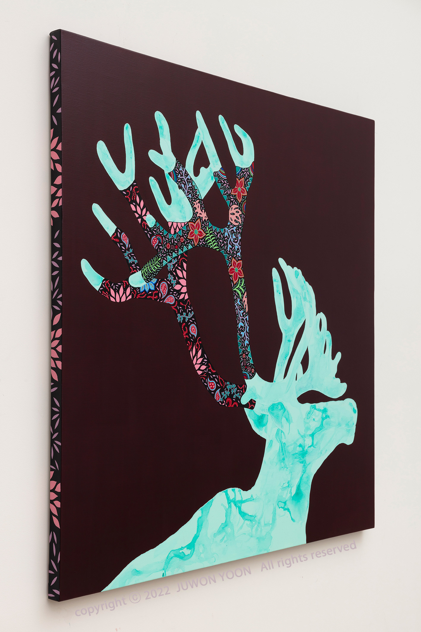 옷입은 순록 PUT CLOTHES ON ANTLER, 91x91cm, acrylic on canvas, 2022 