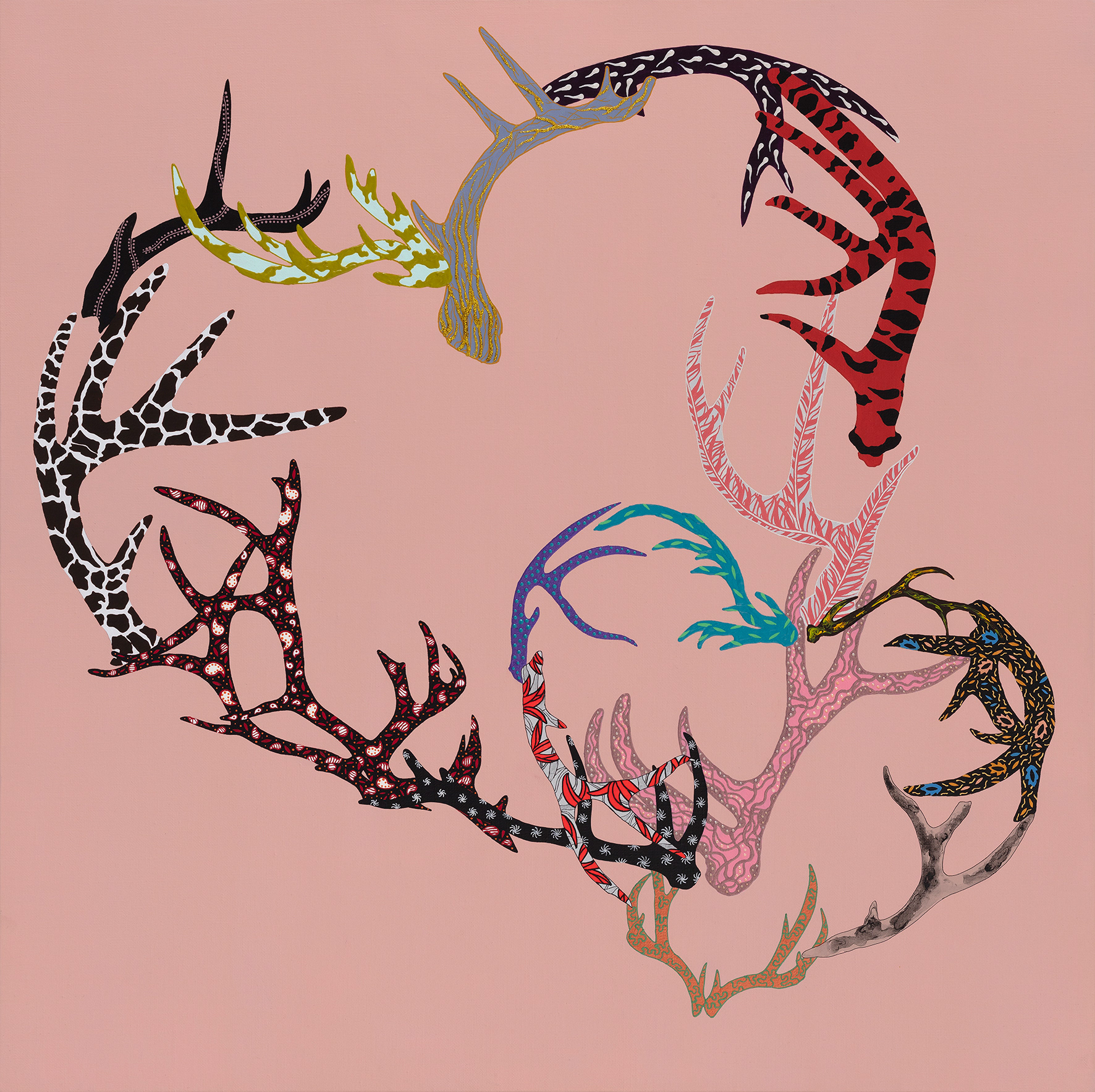 떨어진 사슴뿔 FALLEN ANTLER  73x73cm, acrylic on canvas, 2022