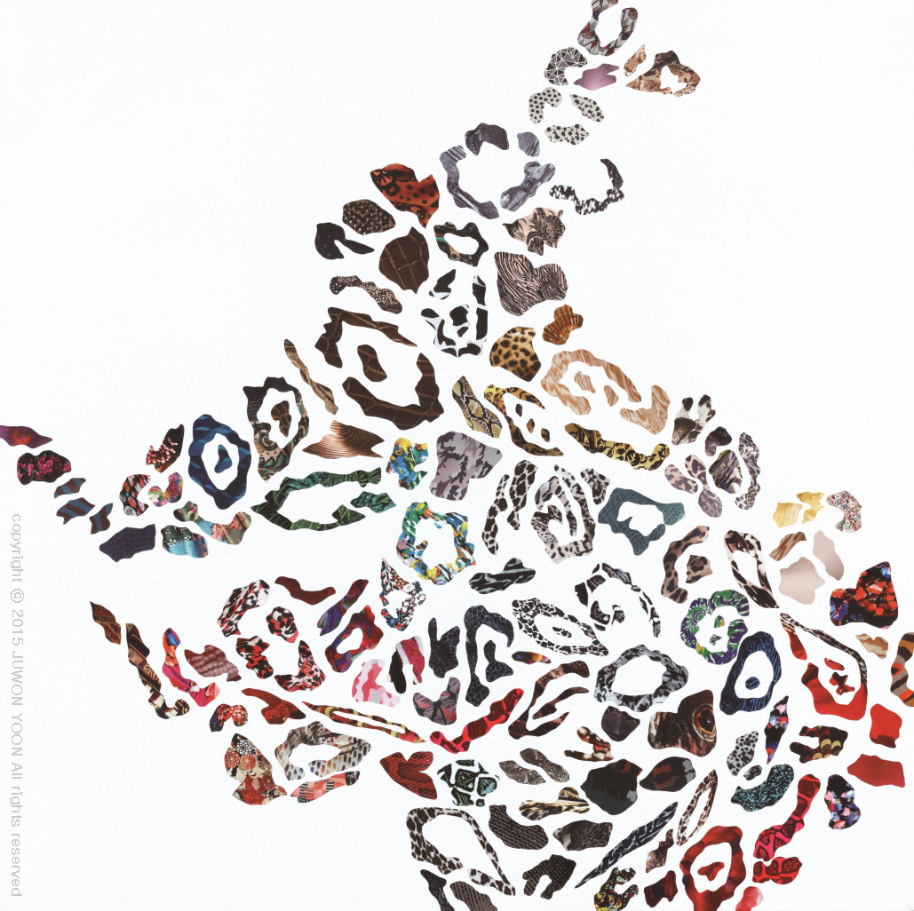 토끼같은 RABBIT LIKE FEATURE 72.7x72.7cm collage on canvas 2015