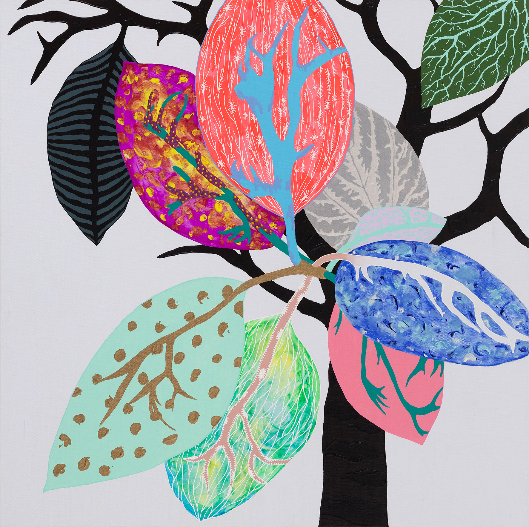  뱅갈고무나무 사슴뿔 PLANTER (Plant+Antler) 60.5x60.5cm, acrylic on canvas, 2022