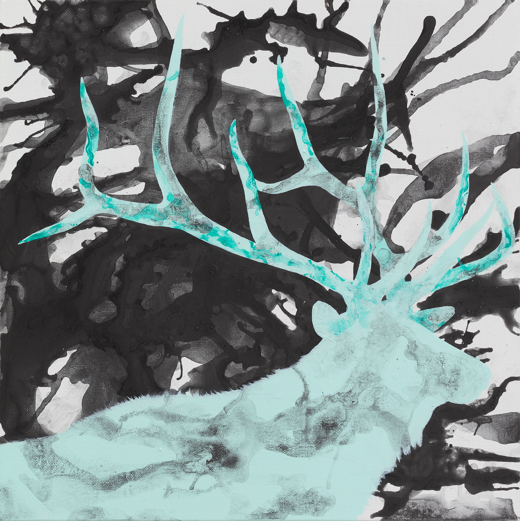 사슴뿔 THE ANTLER 38x38cm, acrylic on canvas, 2022