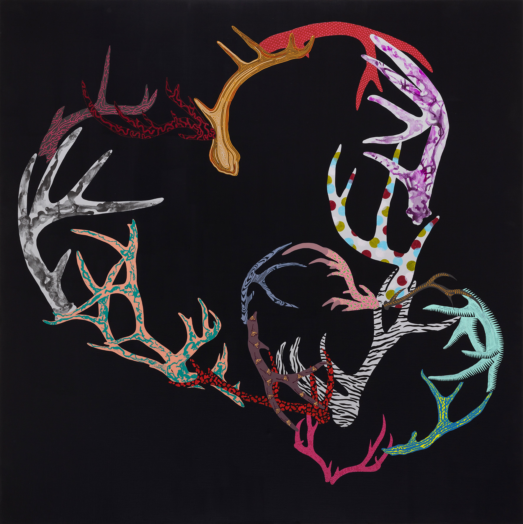  떨어진 사슴뿔 FALLEN ANTLER 130.3x130.3cm, acrylic on canvas, 2022