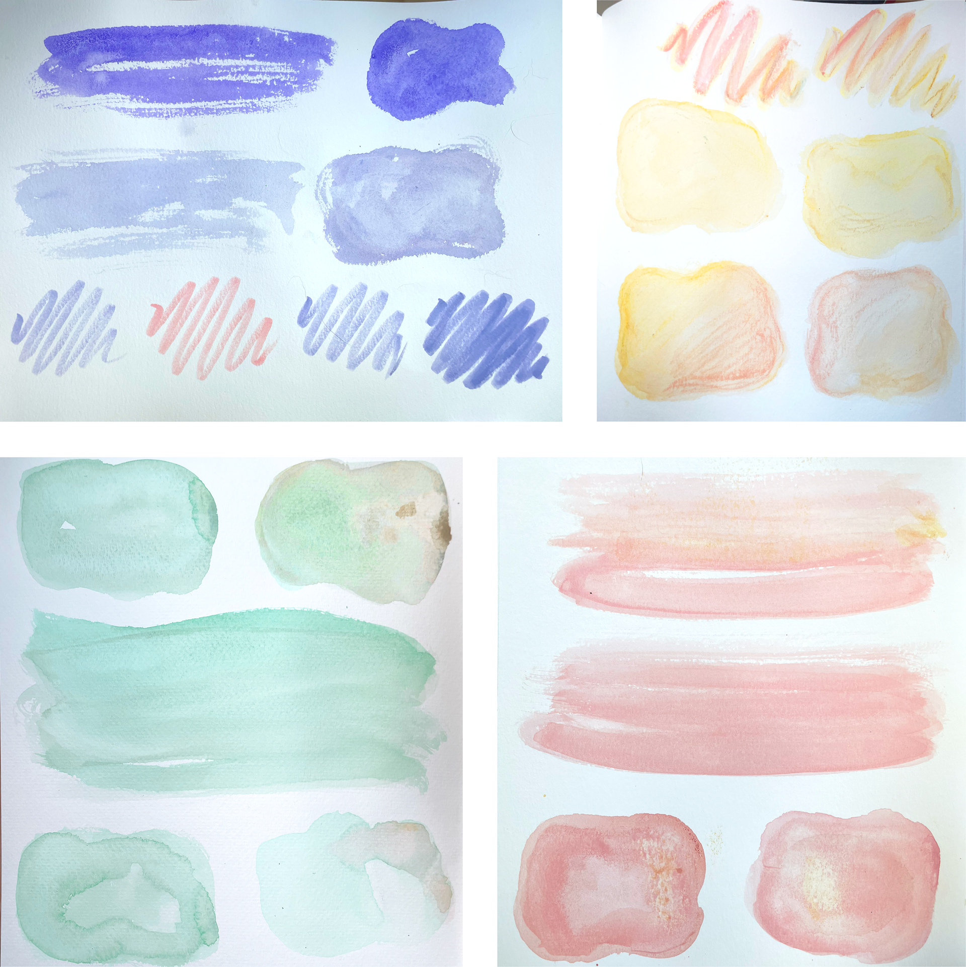 Tactile references- watercolors we painted and then scanned for digital use.