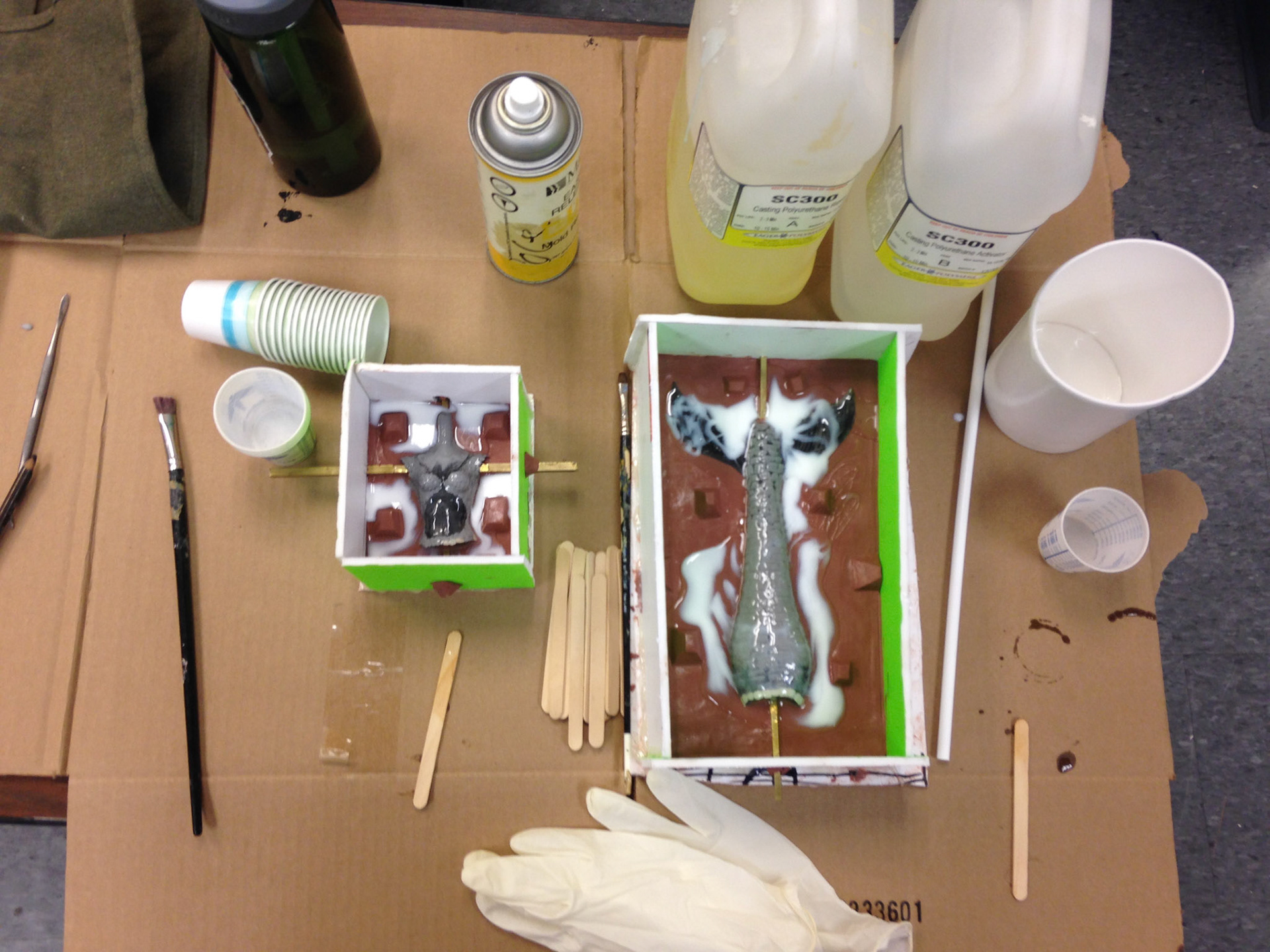 In progress : torso and tail molds