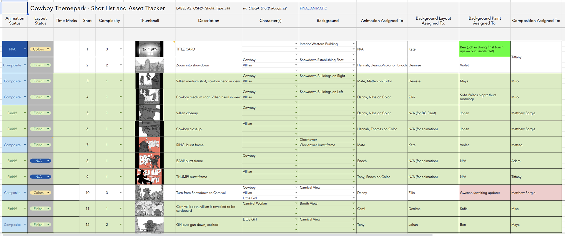 Shot List/Assignment Tracker