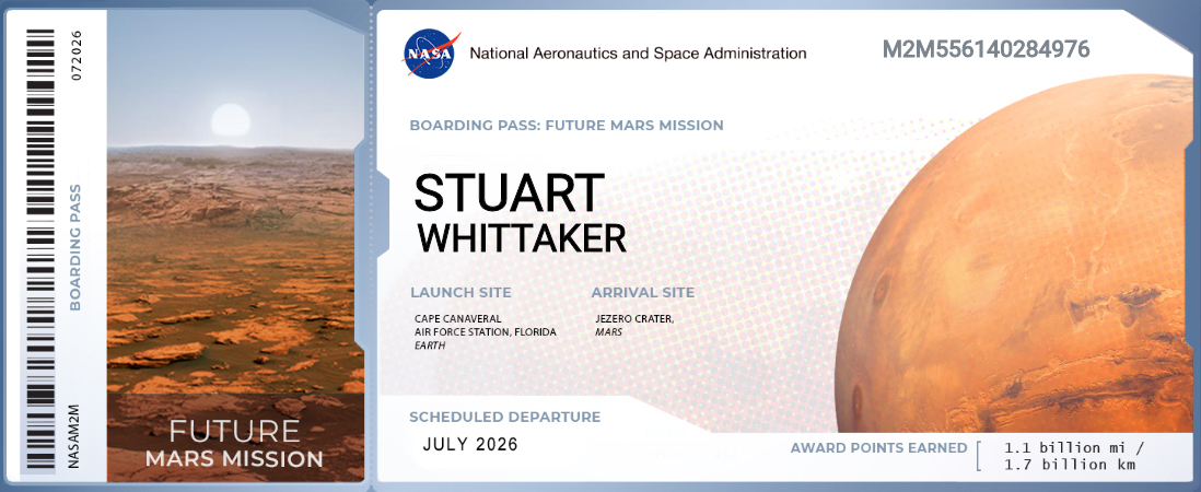My ticket for my name to be sent to Mars.