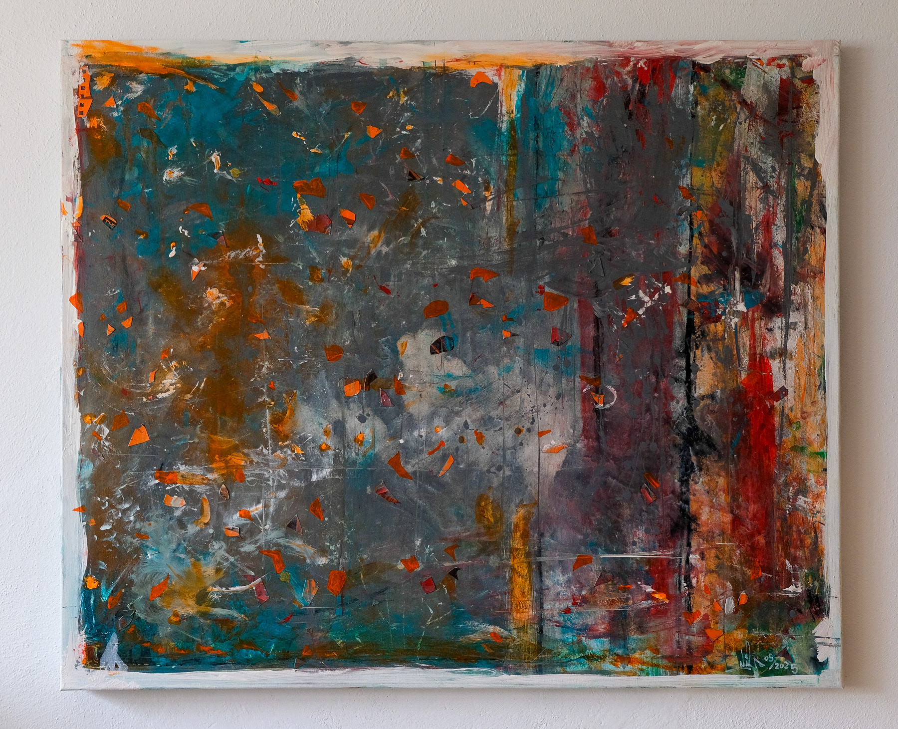 "pieces", mixed media collage on canvas