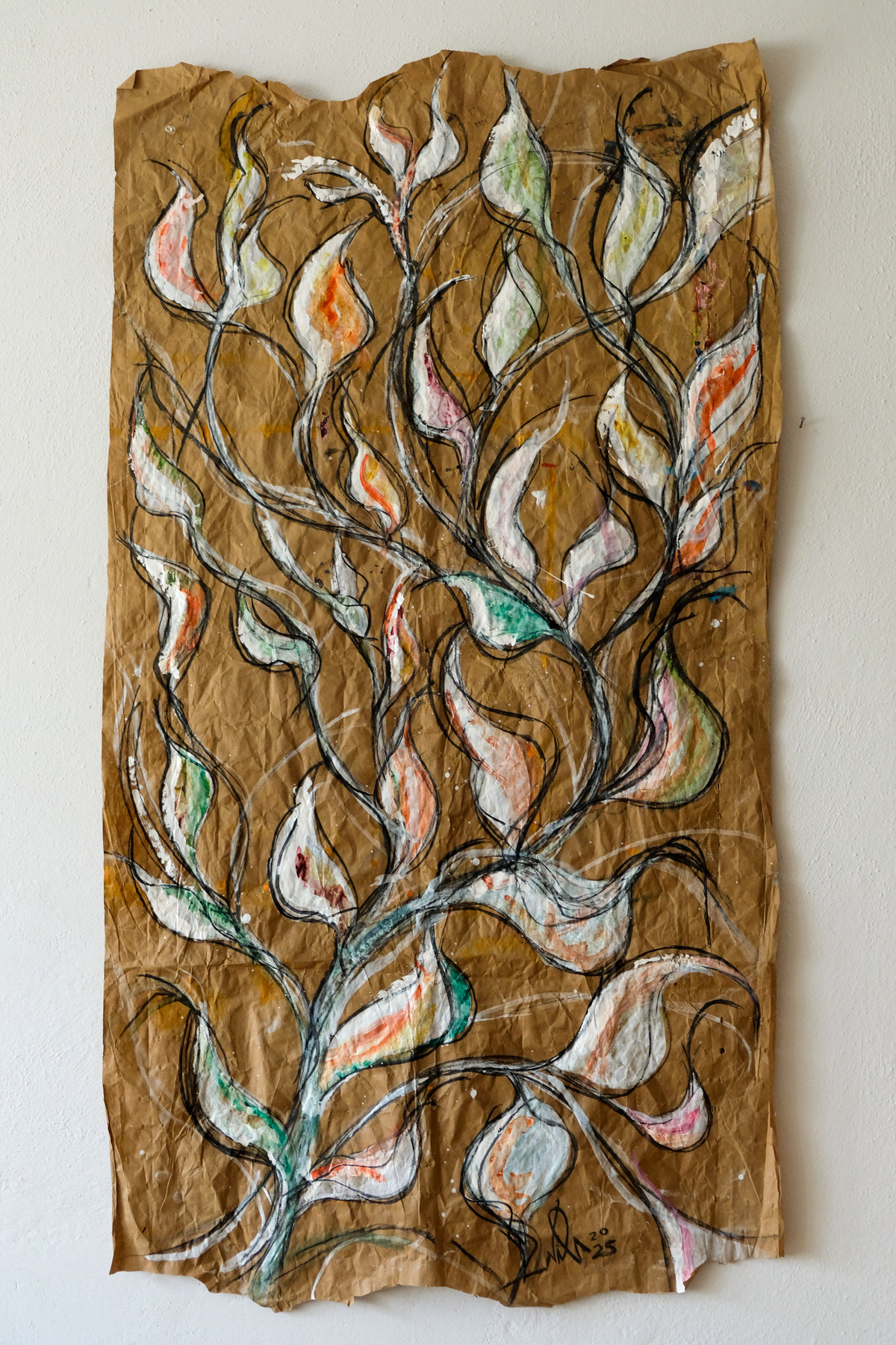 abstract mixed media painting on paper