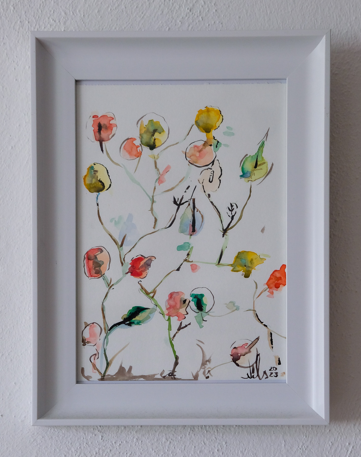 abstract flowers - watercolor painting on paper