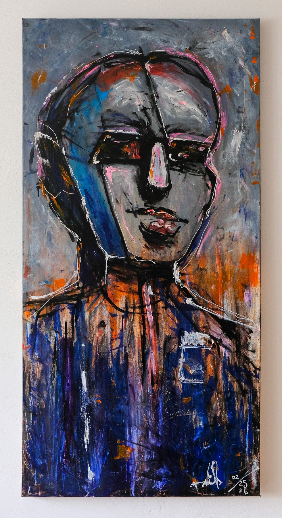 "head", mixed media on canvas,