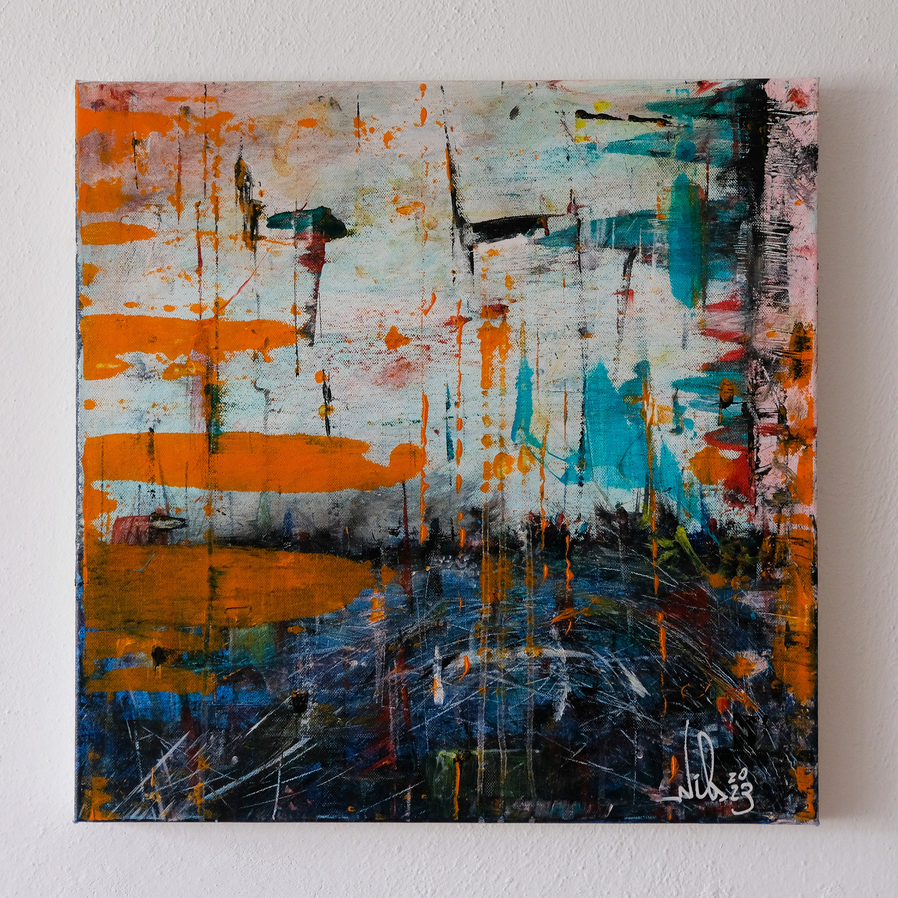 abstract acrylic painting on canvas