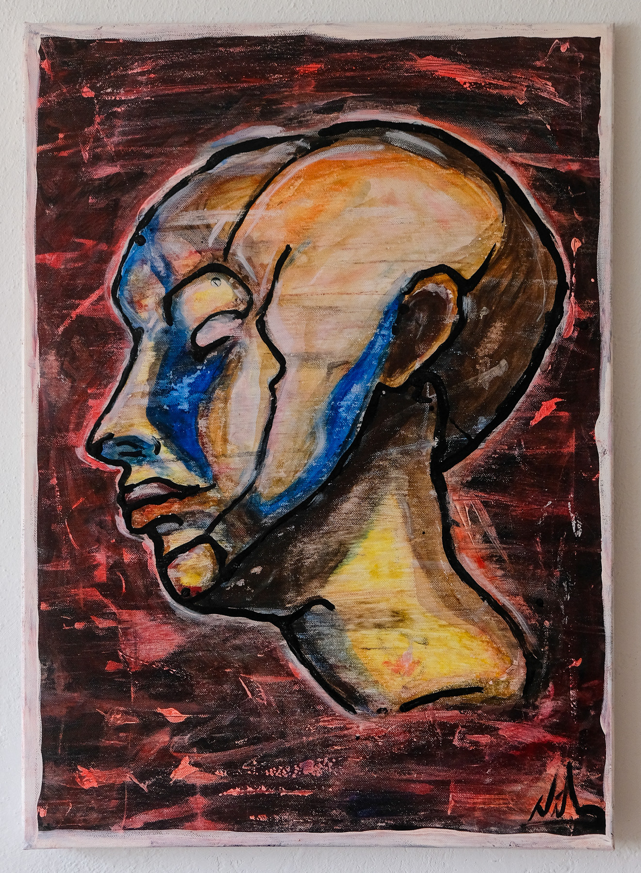head - abstract acrylic painting on canvas