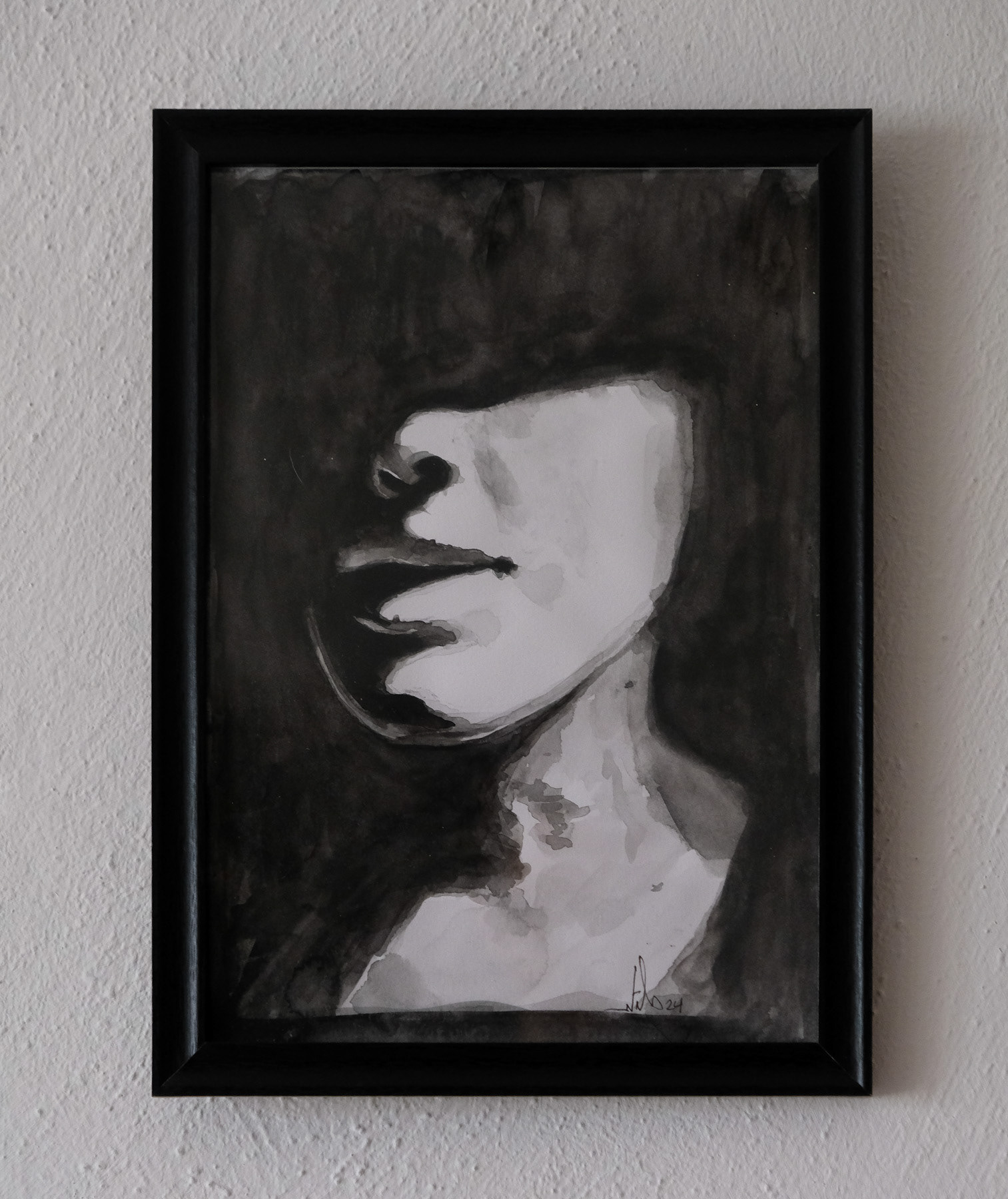 watercolor portrait on paper