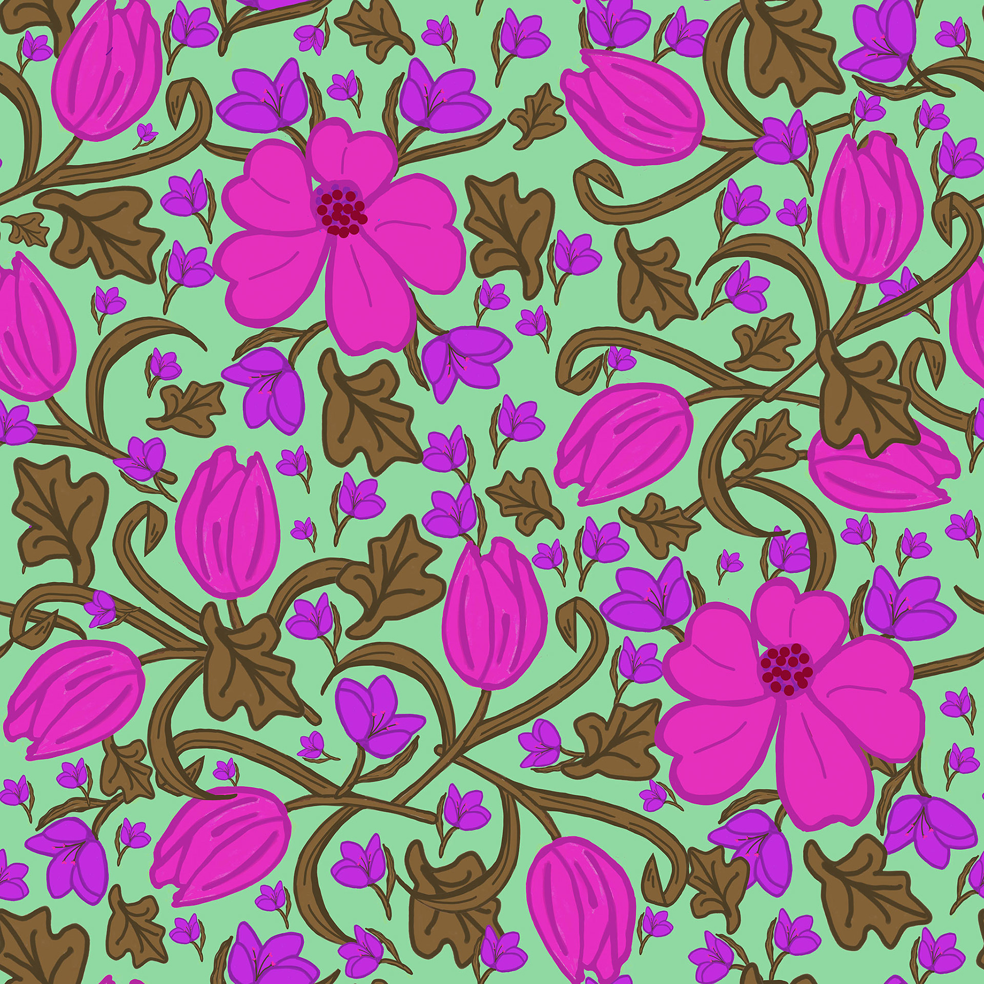 Pink and Mint Stylin' Tulips