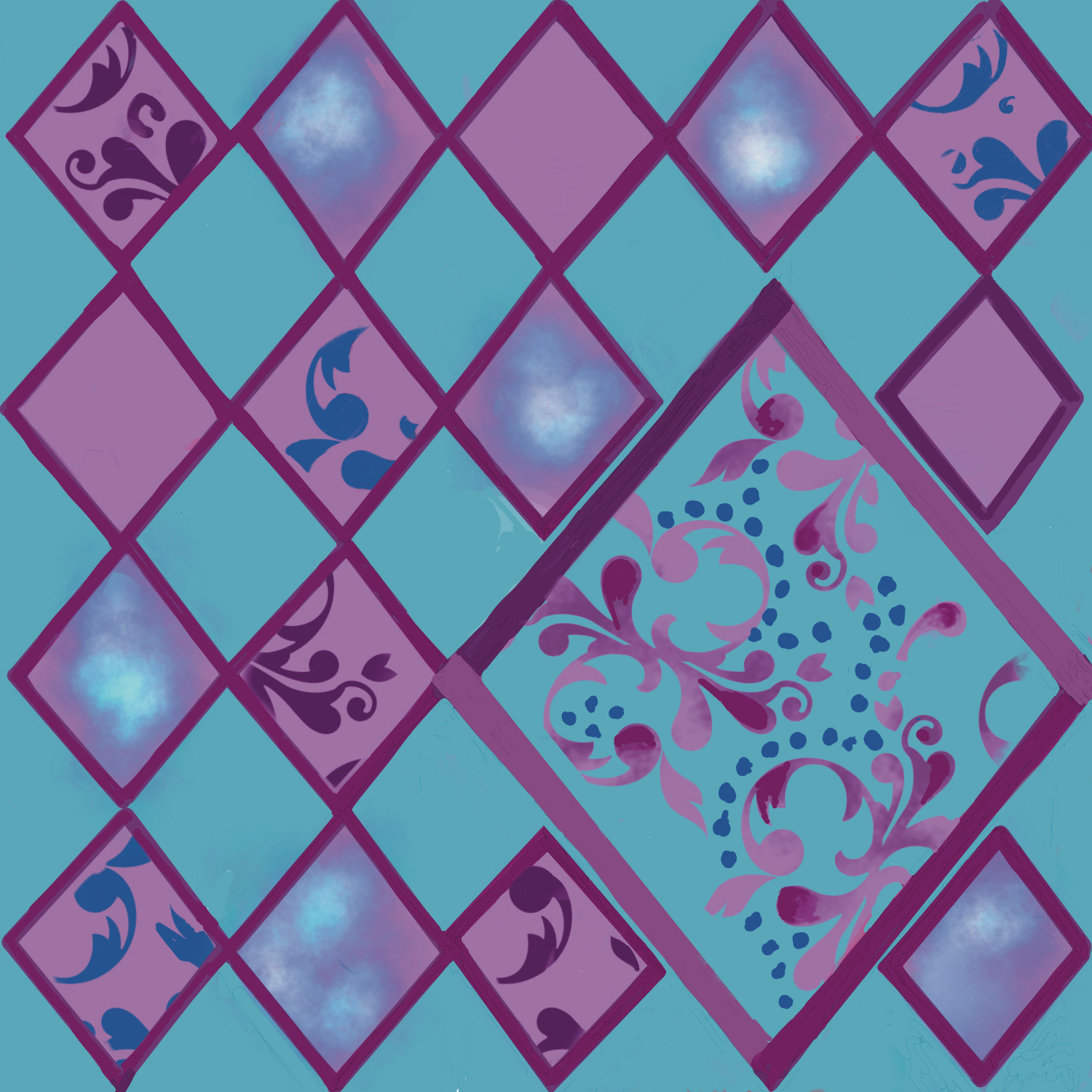 Blue and Magenta Diamonds