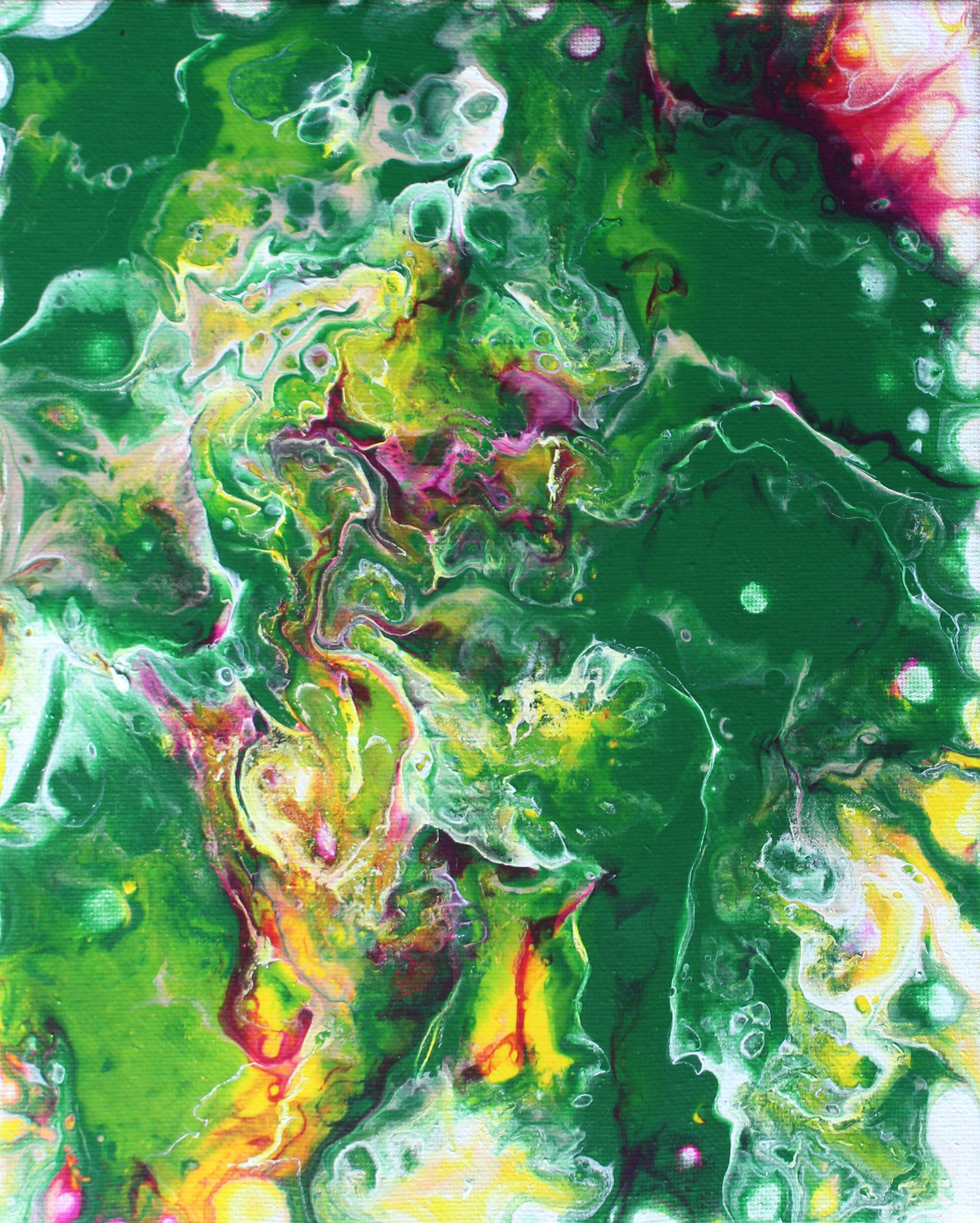 Green Topography (Acrylic pour on canvas)