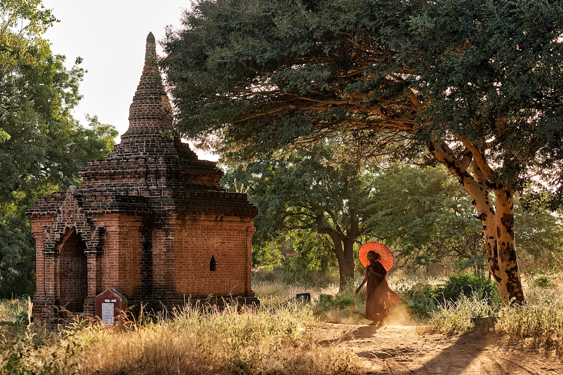 In this place full of history and tranquility, this munk turns back from his way.