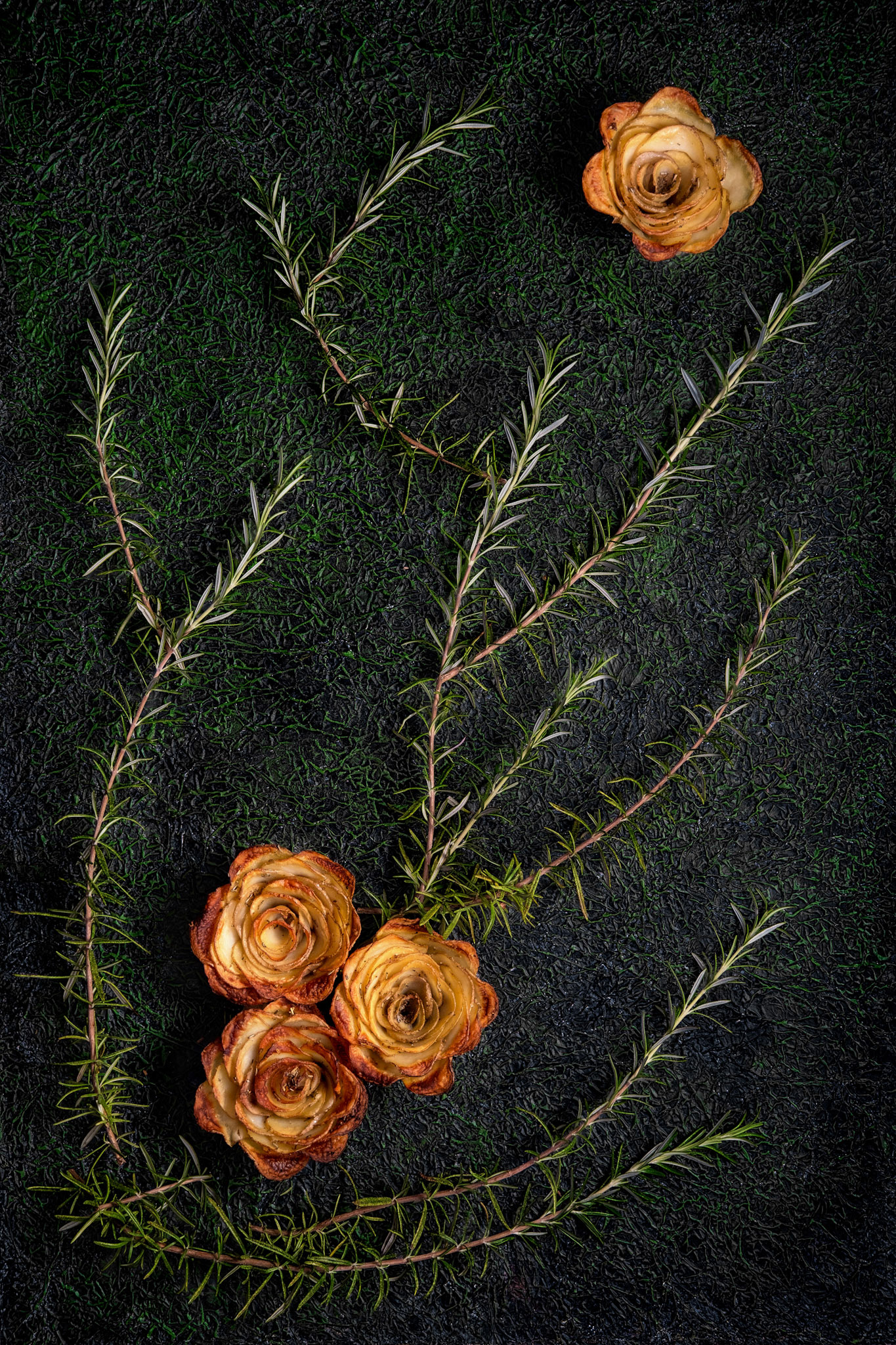 Rosemary potato roses baked in muffin cases