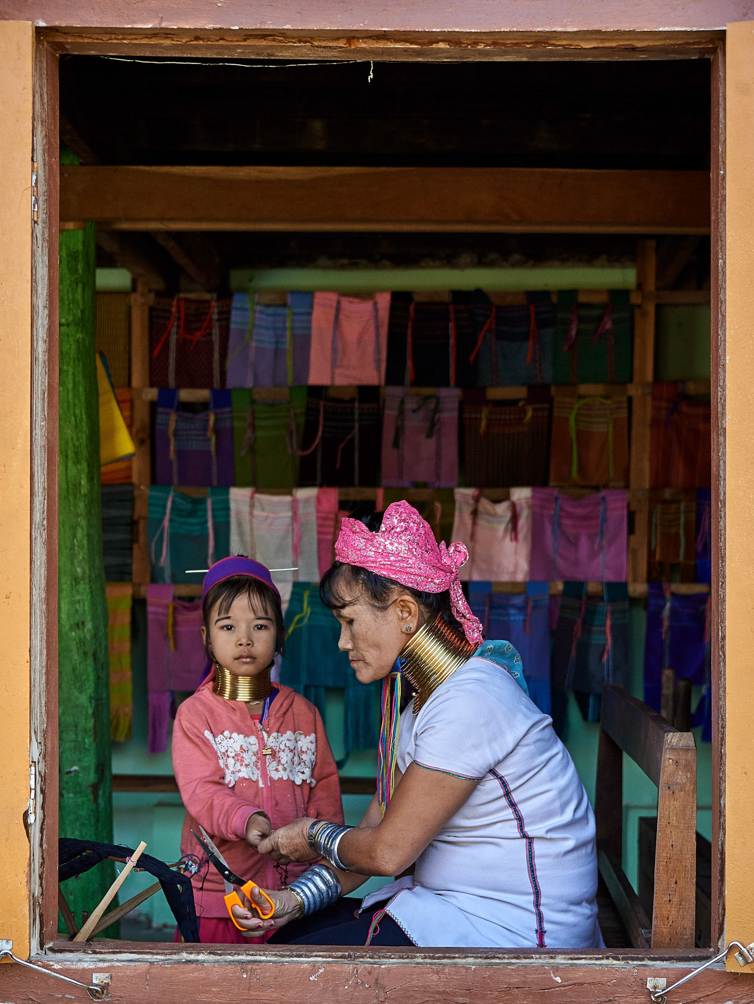 Long-neck women or girafe women are part of Padaung tribe in Myanmar.