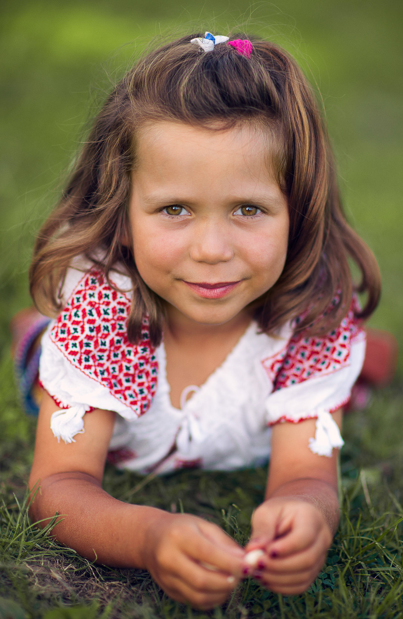 Looking for mushrooms in the orchard