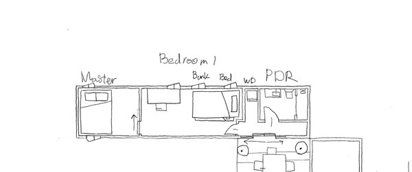 Container 1: Bed & bathroom