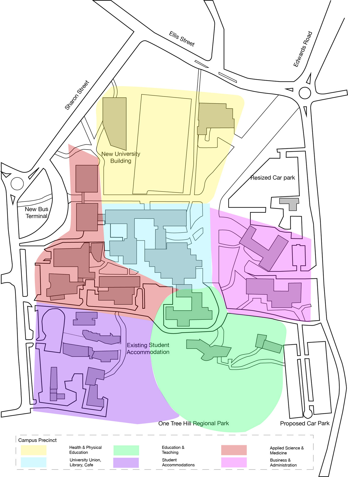 Study of key university precinct linkage between faculties