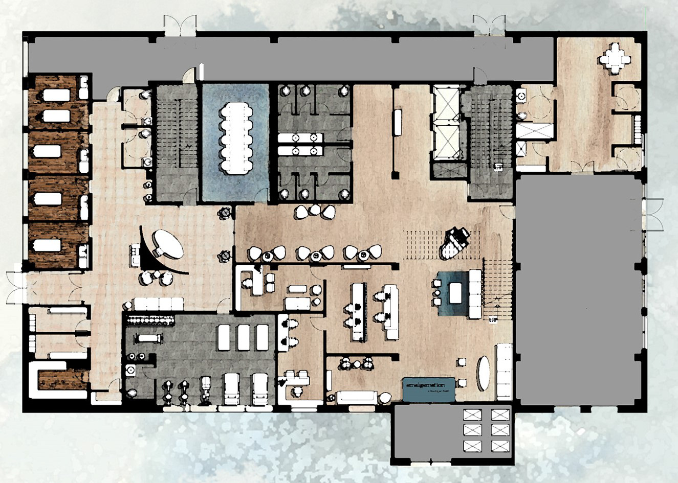 modern hotel lobby plan