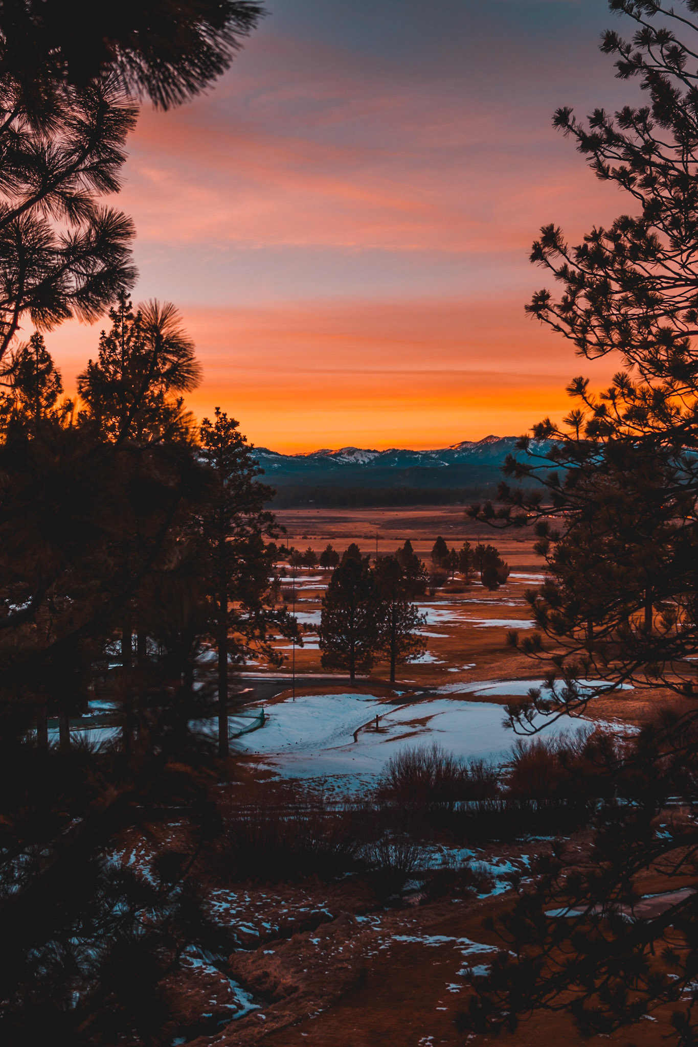 Lake Tahoe Orange and Teal Sunset