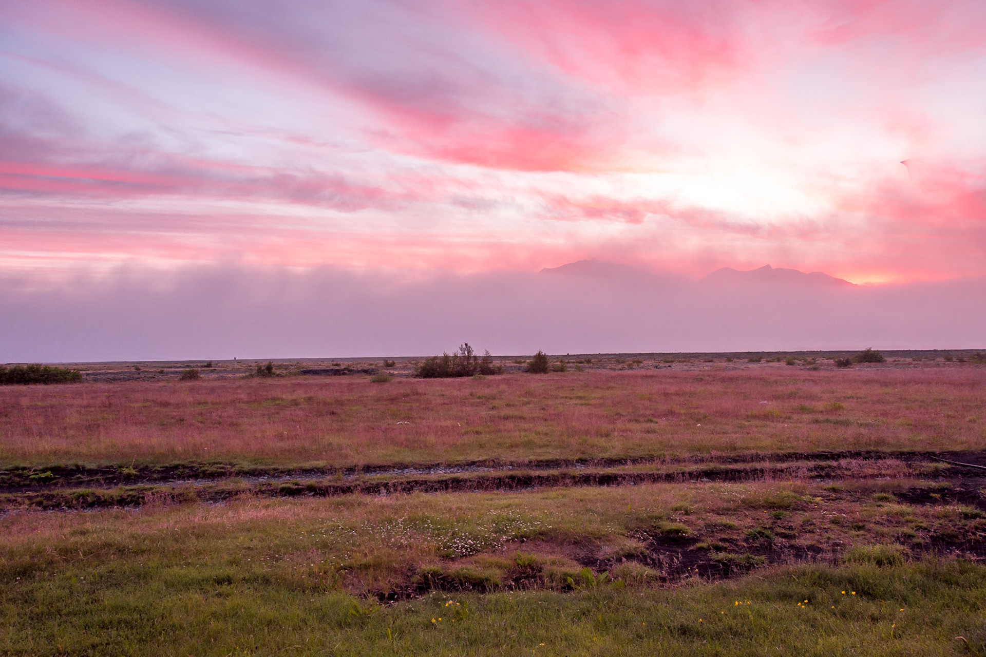 Sunset at Volcano Huts in Iceland