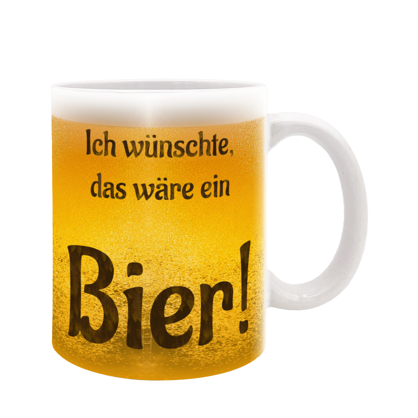 Tasse mit Aufdruck 'Ich wünschte, das wäre ein Bier!' und Bierglas-Design