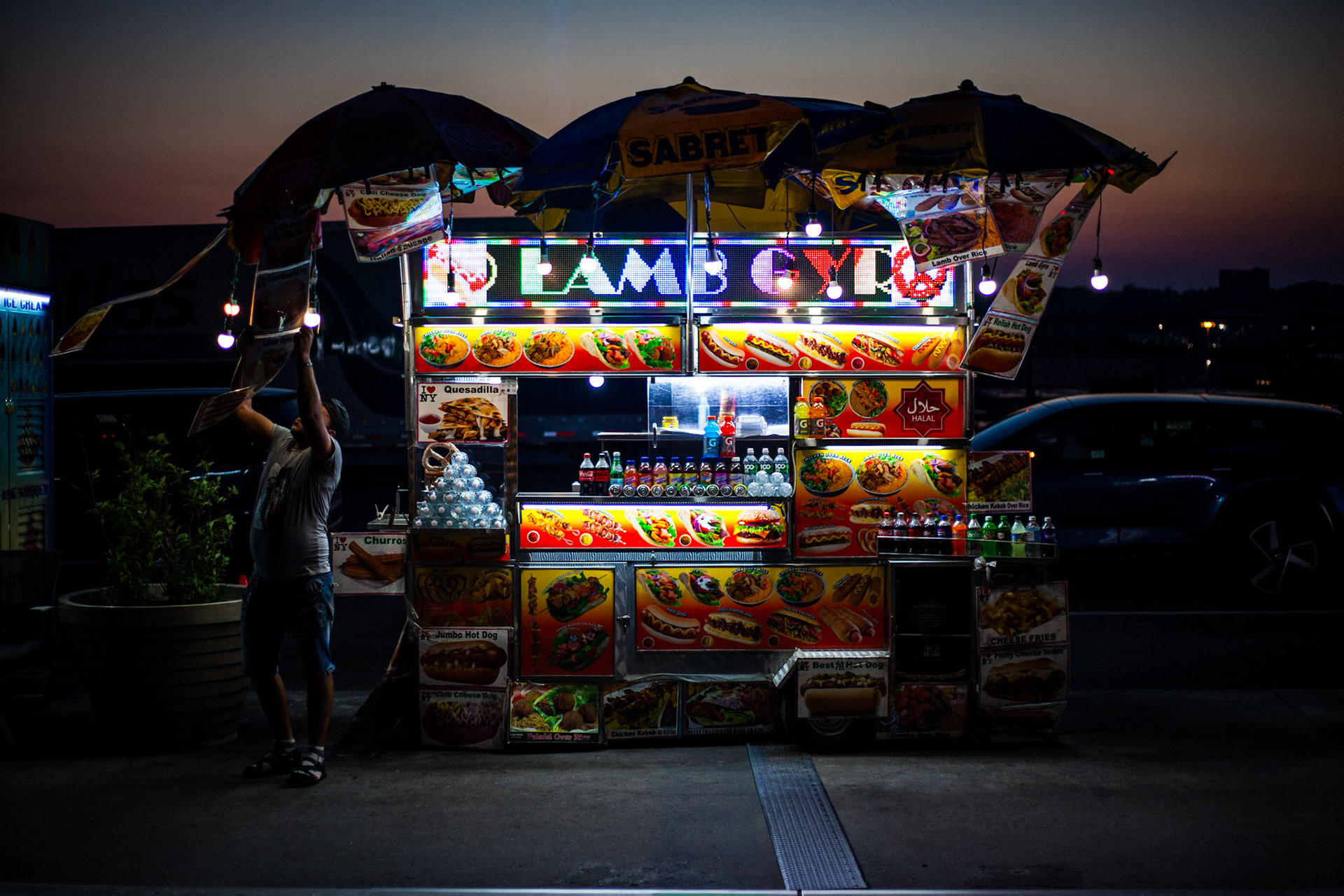 Halal Cart at Dusk.