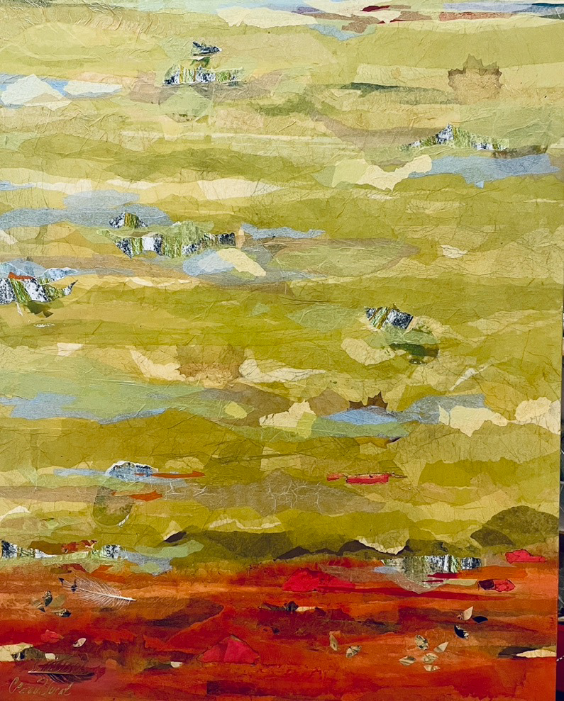 80cm x 100cm, acrylic and collage on canvas