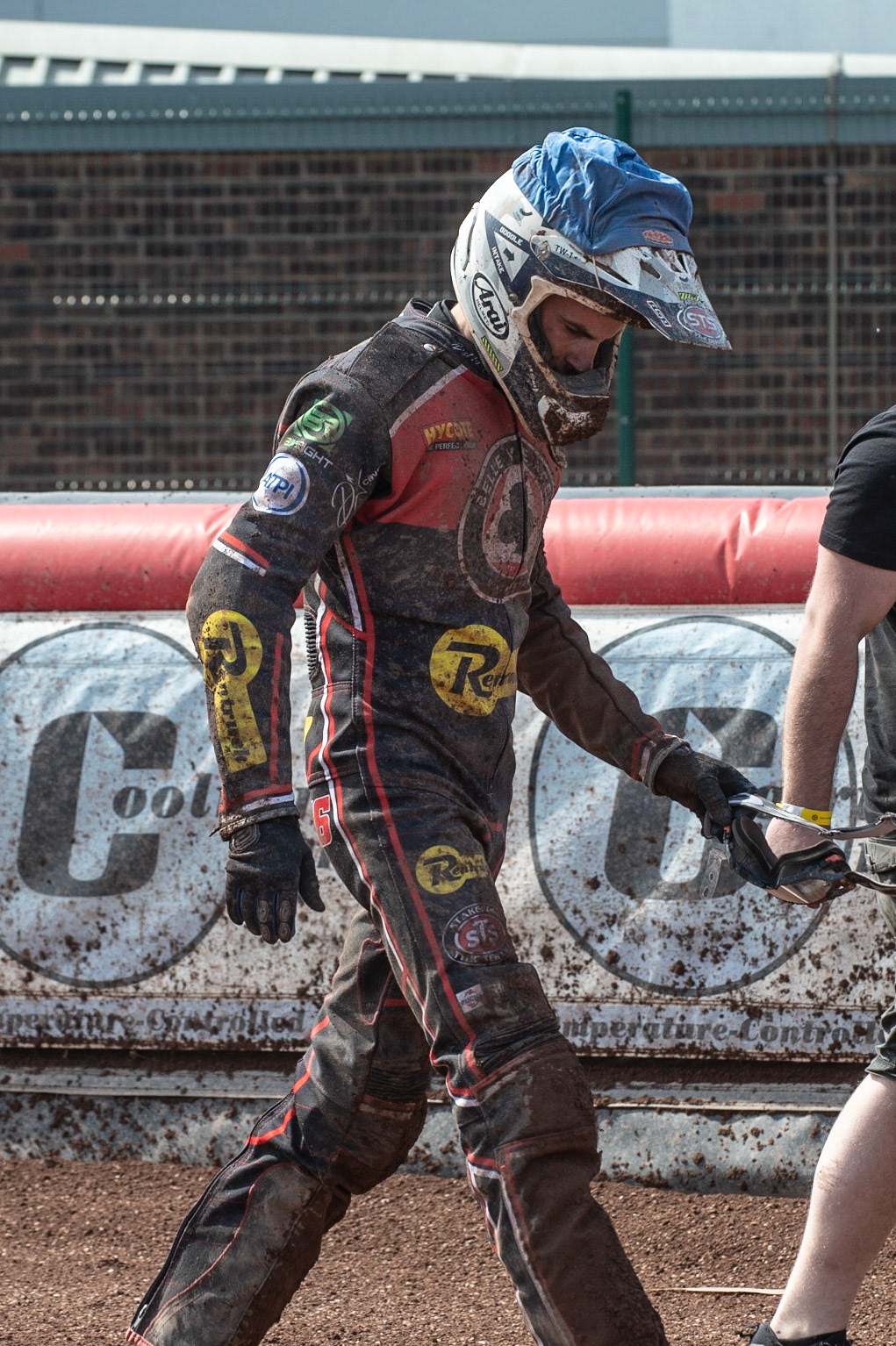 Photo by Ian Charles:

Steve Worrall  walks back to the pits 

Belle Vue Aces v Wolverhampton Wolves, National Speedway Stadium, Manchester, Monday, 22, April, 2019