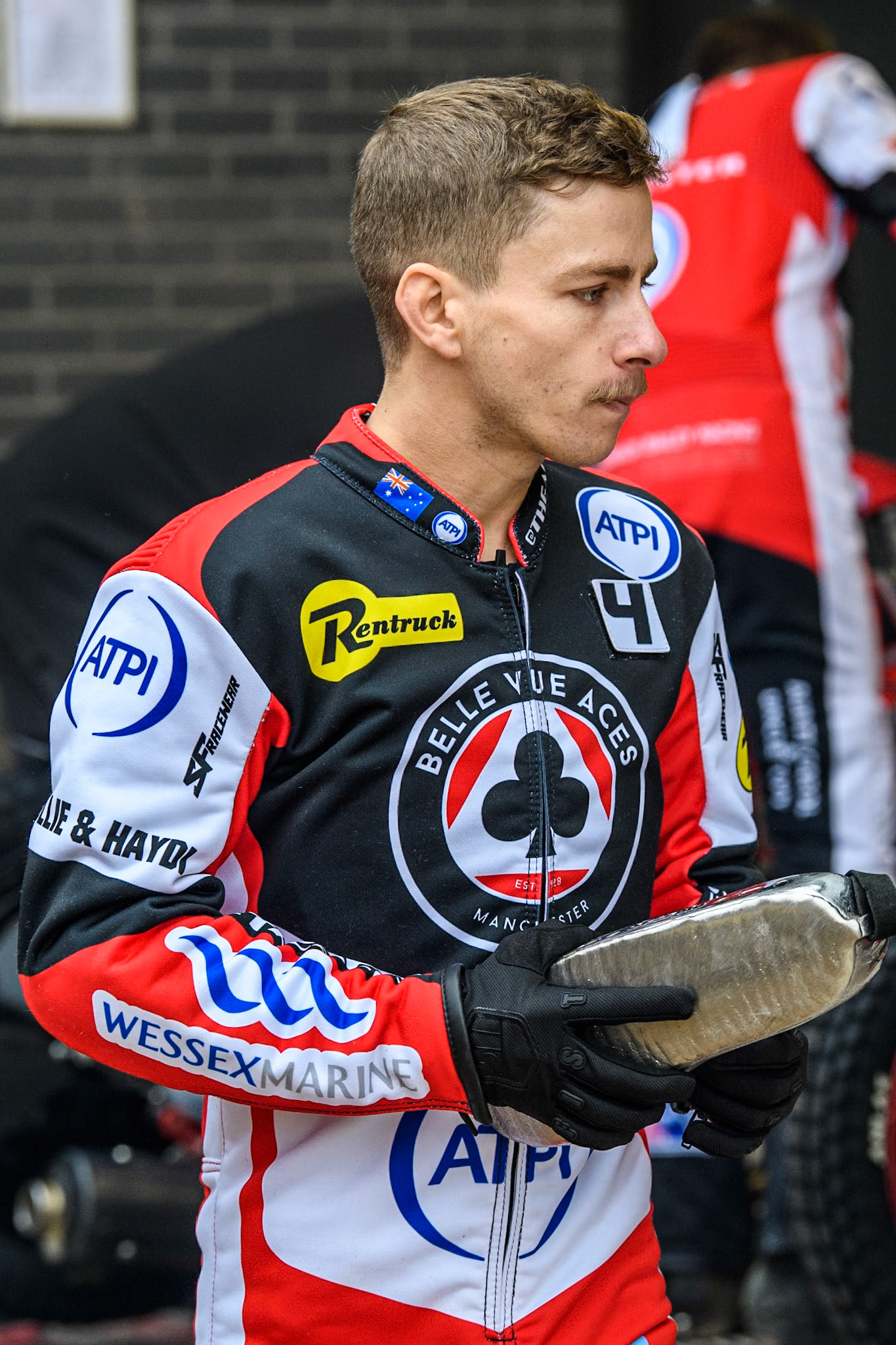 Belle Vue ATPI Aces Ben Cook during the Rowe Motor Oil Premiership KO Cup Quarter Final 1st Leg between Belle Vue Aces and Sheffield Tigers at the National Speedway Stadium, Manchester on Monday 1st April 2024. (Photo: Ian Charles | MI News)