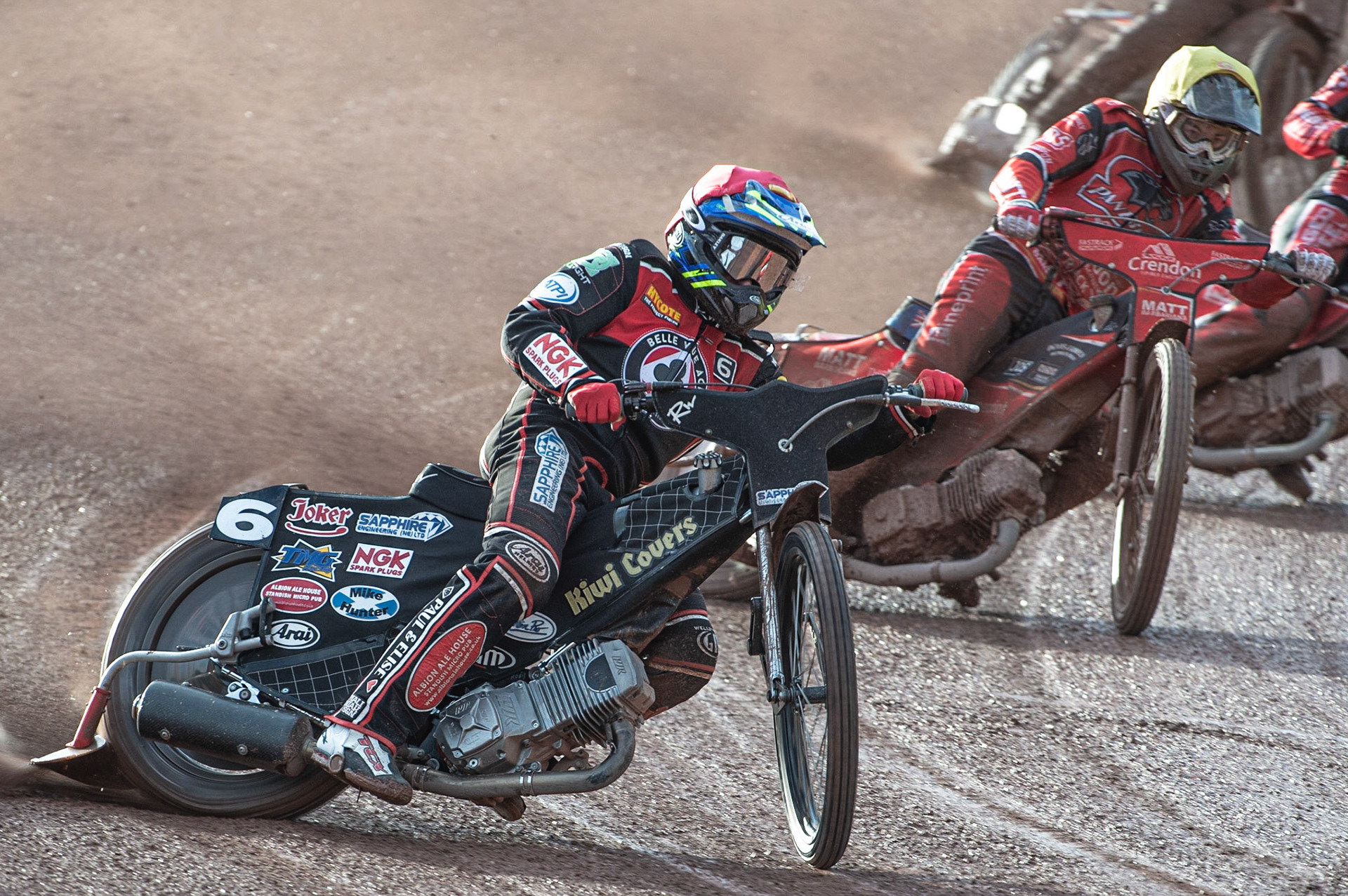 Photo by Ian Charles:

Ricky Wells  (Red) leads Bradley Wilson-Dean  (Yellow)

Belle Vue Aces v Peterborough Panthers, British Speedway Premiership, National Speedway Stadium, Manchester, Thursday, 13, June, 2019