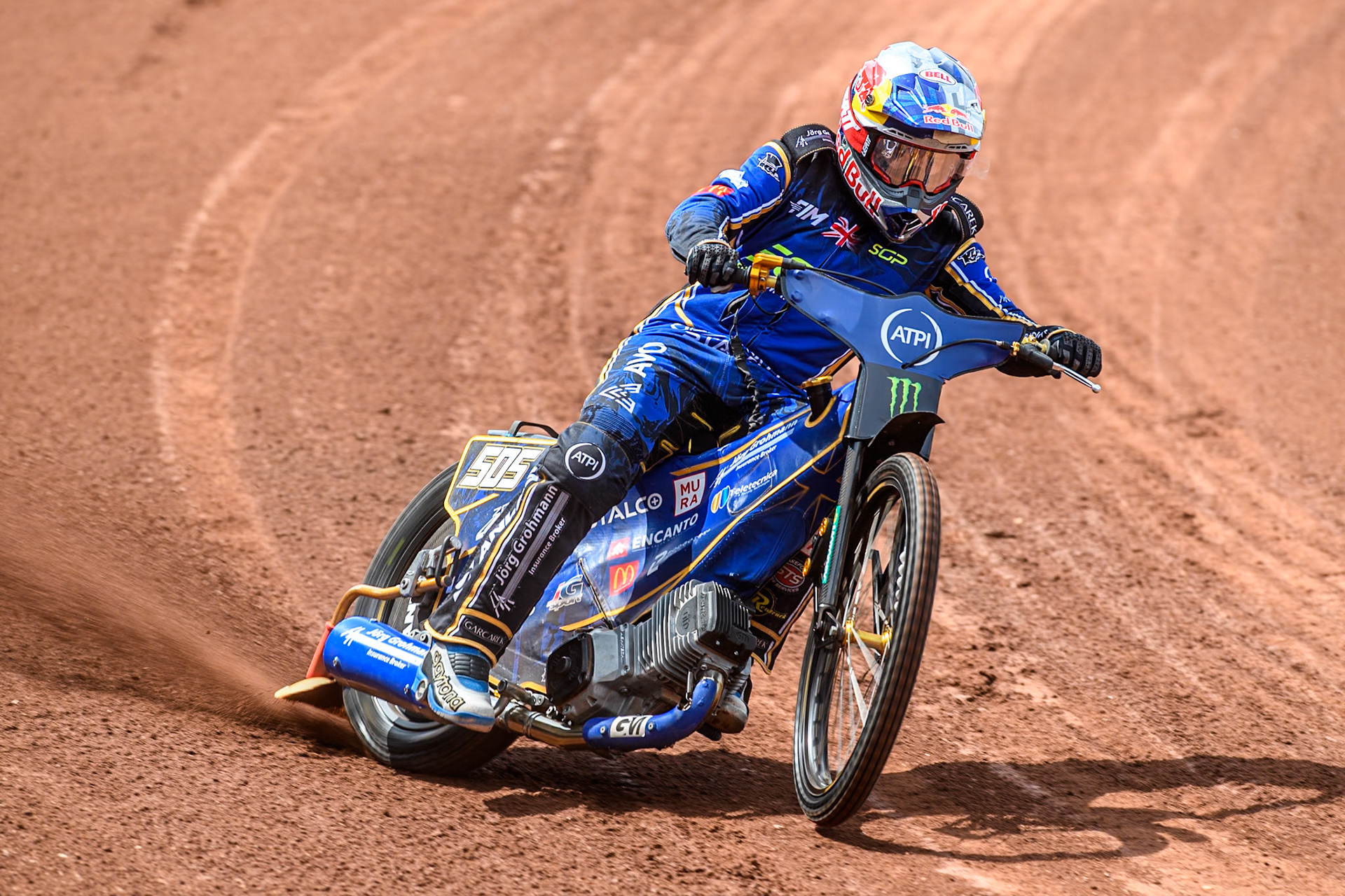 Robert Lambert (505) of Great Britain in practice  during the ATPI FIM Speedway Grand Prix Round 4 at the National Speedway Stadium, Manchester, on Friday 6th June 2025. (Photo: Ian Charles | MI News)