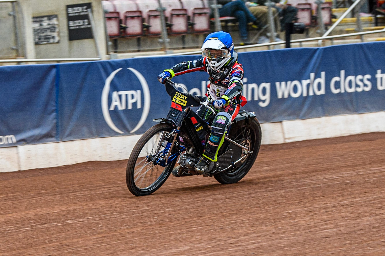 Seth Norman  leads the 125cc Final during the British Youth Championships at the National Speedway Stadium, Manchester on Friday 12th May 2023. (Photo: Ian Charles | MI News)