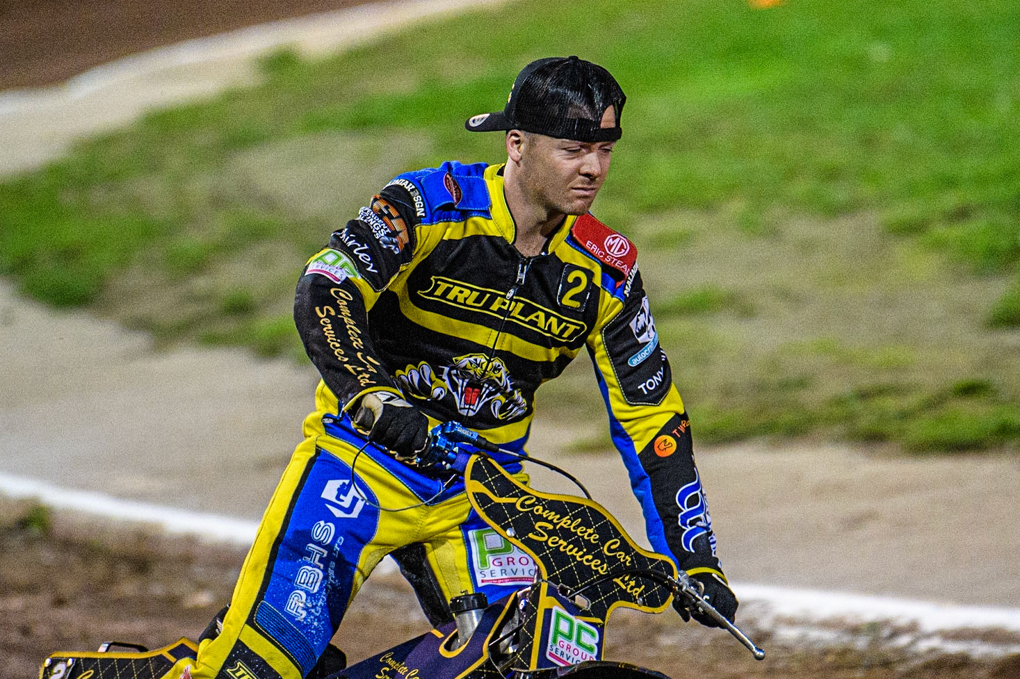 Kyle Howarth on the parade lap during the Sports Insure Premiership Grand Final Second Leg match between Sheffield Tigers and Ipswich Witches at Owlerton Stadium, Sheffield on Thursday 5th October 2023. (Photo: Ian Charles | MI News)