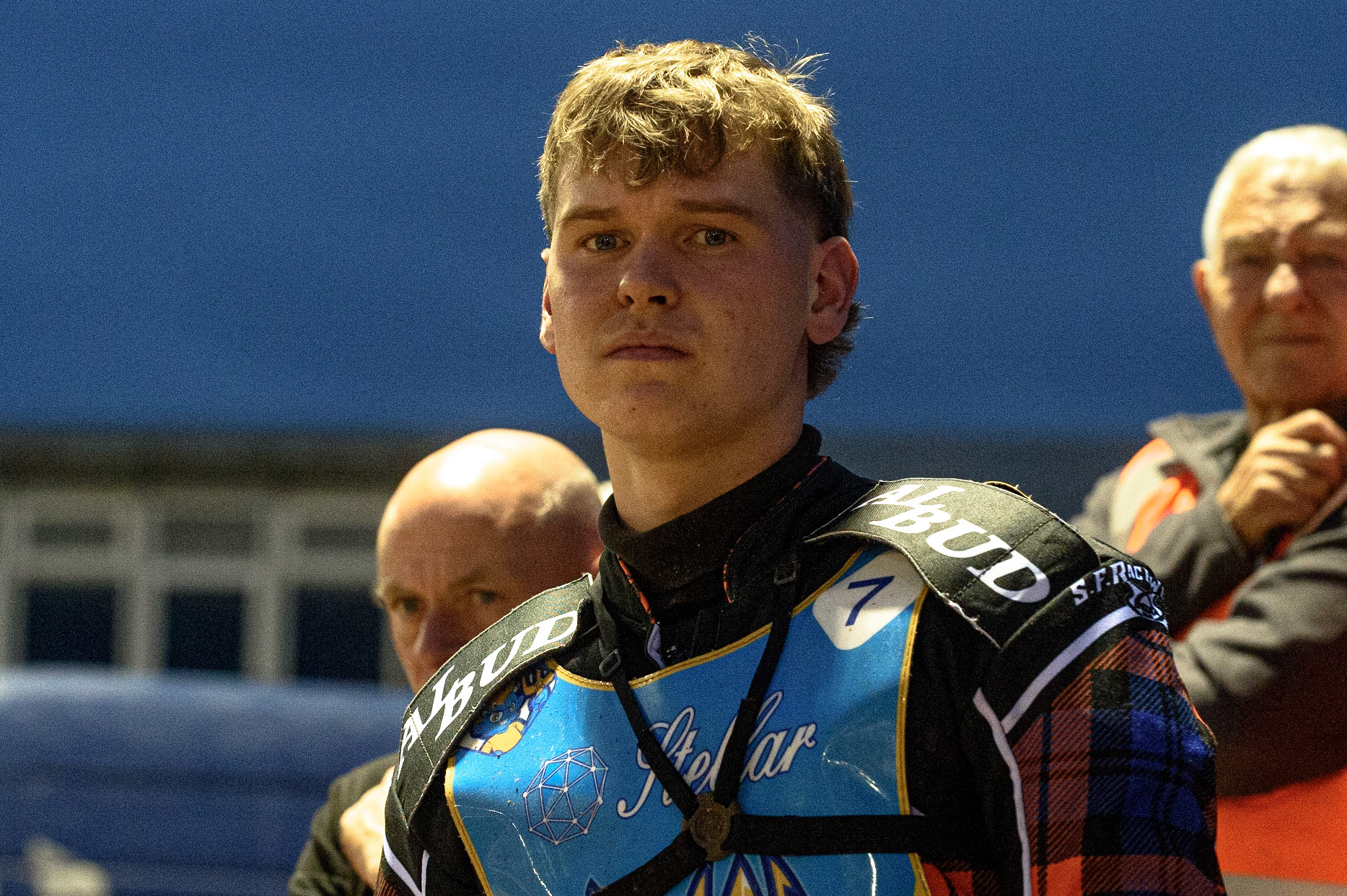 MANCHESTER, UK. AUGUST 20TH  Lewis Millar  watches the racing during the National Development League match between Belle Vue Aces and Armadale Devils at the National Speedway Stadium, Manchester on Friday 20th August 2021. (Credit: Ian Charles | MI News)
