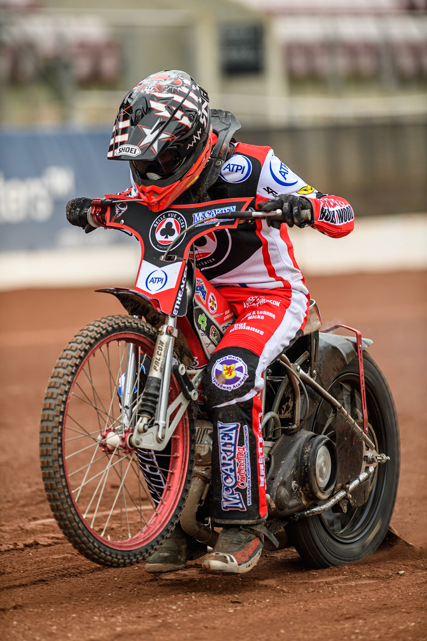 Belle Vue Aces' rider Connor Bailey does a practice start during the Belle Vue Aces Media Day at the National Speedway Stadium, Manchester on Monday 11th March 2024. (Photo: Ian Charles | MI News)