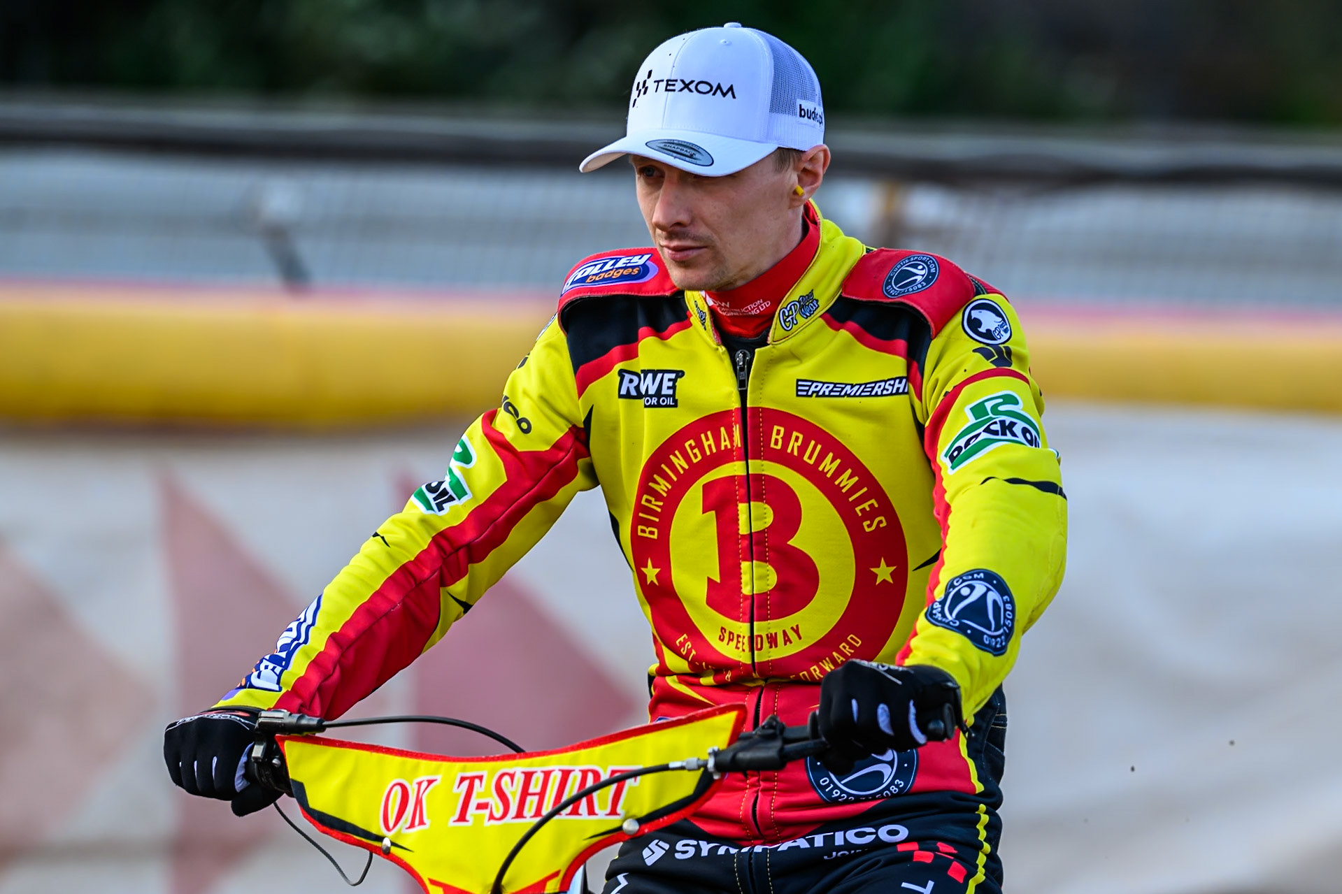 Birmingham Brummies' Tobiasz Musielak on the parade lap  during the Rowe Motor Oil Premiership match between Birmingham Brummies and Belle Vue Aces at Perry Bar Stadium, Birmingham on Monday 2nd June 2025. (Photo: Ian Charles | MI News)