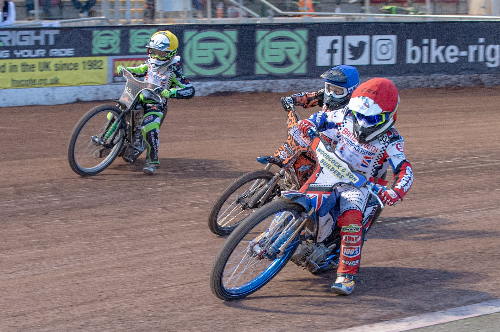 Photo: Ian Charles

Charlie Wood (Red) leads Cooper Rushen (Blue) and Vinnie Foord (Yellow)

Summer Speed Saturday & British Youth Speedway Championship Round 5, National Speedway Stadium, Manchester, Saturday 22 June 2019