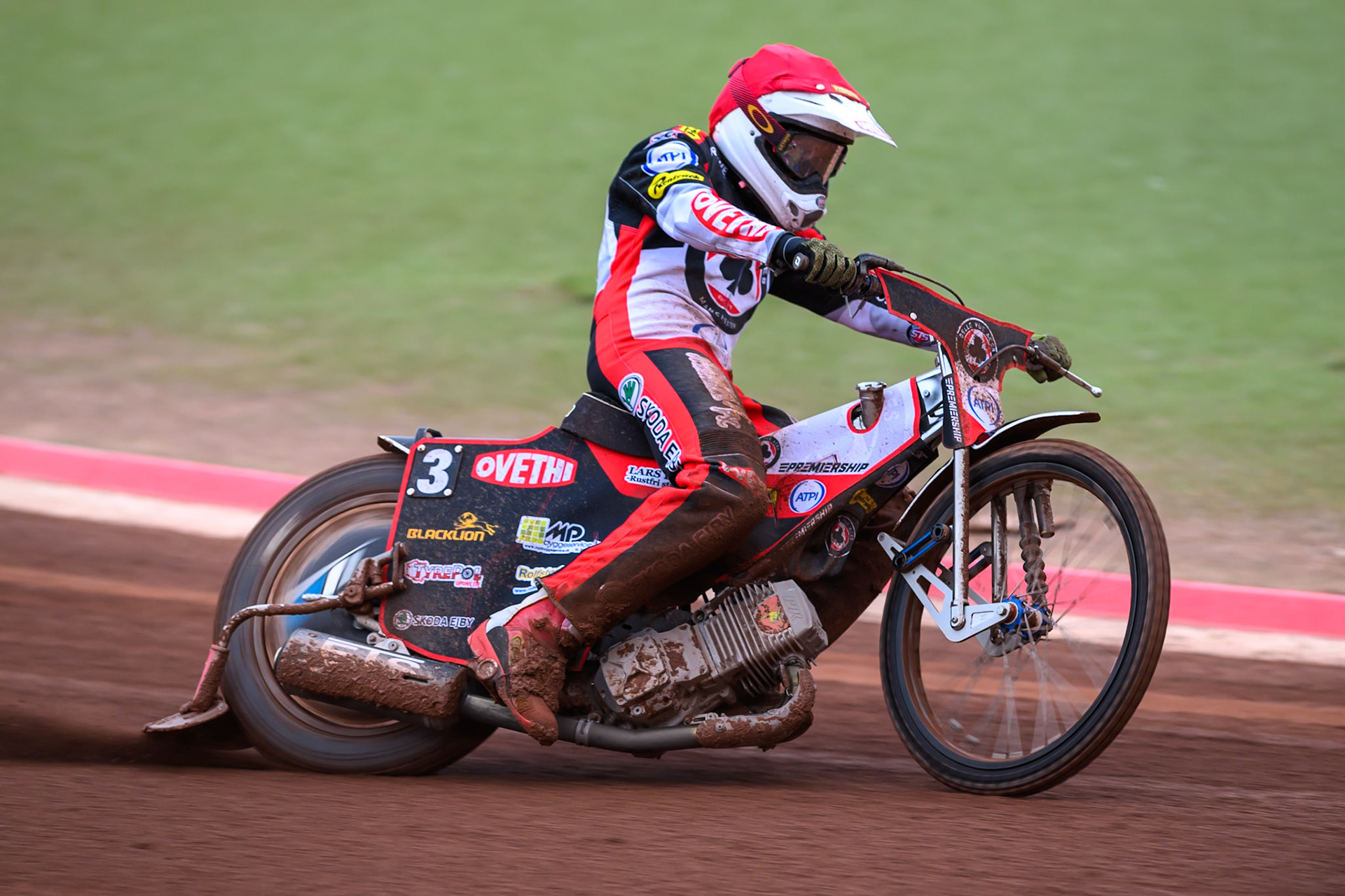 Peter Kildemand of Belle Vue Aces in action during the Rowe Motor Oil Premiership match between Belle Vue Aces and Leicester Lions at the National Speedway Stadium, Manchester on Monday 15th June 2026. (Photo: Ian Charles | MI News)