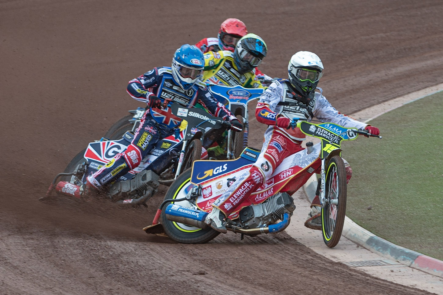 Photo: Ian Charles

Bartosz Smektala (White) leads Robert Lambert (Blue) Jordan Stewart (Yellow) and Jonas Jeppesen (Red)

FIM Team Speedway U-21 World Championship, National Speedway Stadium, Manchester Friday 12 July  2019