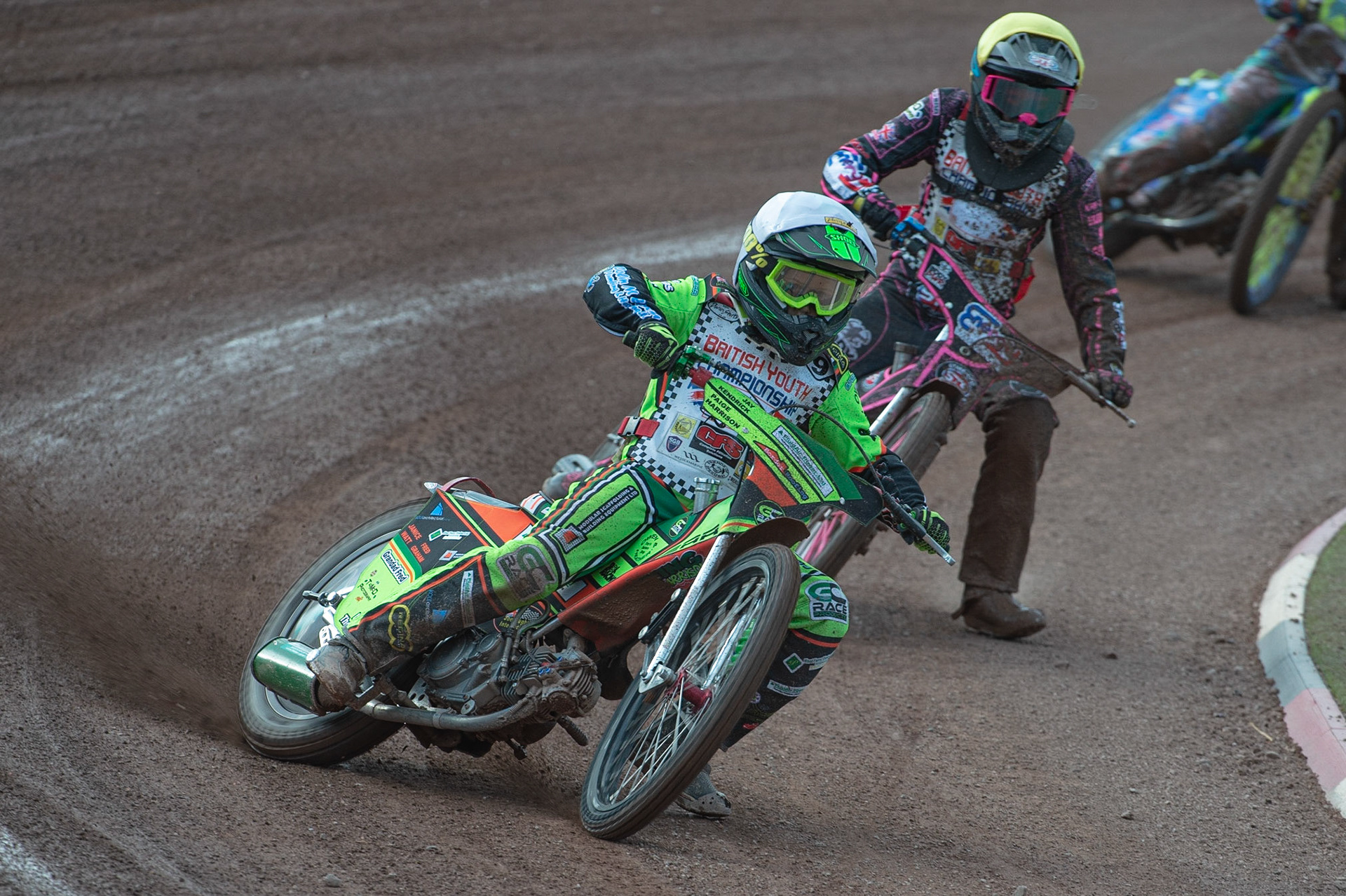 Photo: Ian Charles

Luke Harrison (White) leads Danny Smith (Yellow) 

Summer Speed Saturday & British Youth Speedway Championship Round 5, National Speedway Stadium, Manchester, Saturday 22 June 2019