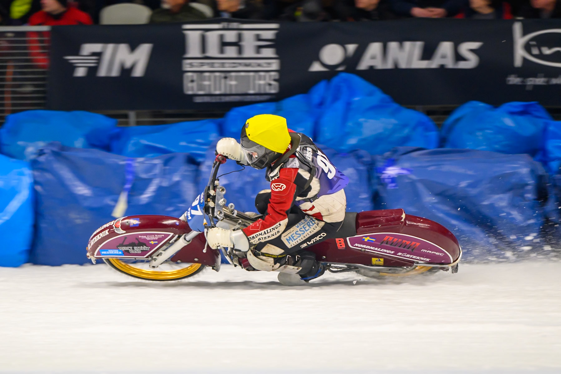 Ove Ledström (97) of Sweden  in action during the Ice Speedway Gladiators World Championship Final 1 at Max-Aicher-Arena, Inzell on Saturday 14th March 2026. (Photo: Ian Charles | MI News)