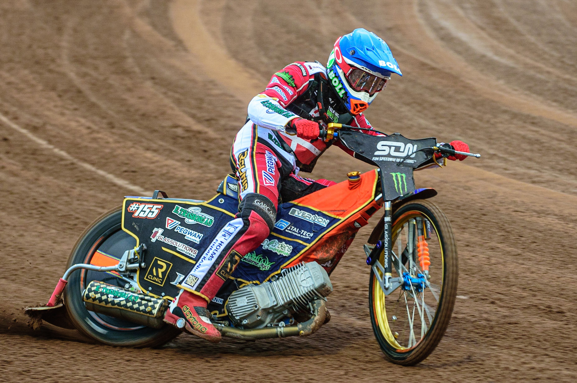 MANCHESTER, UK. OCT 17TH Mikkel Michelsen of Denmark in action  during the Monster Energy FIM Speedway of Nations at the National Speedway Stadium, Manchester on Sunday  17th October 2021. (Credit: Ian Charles | MI News)