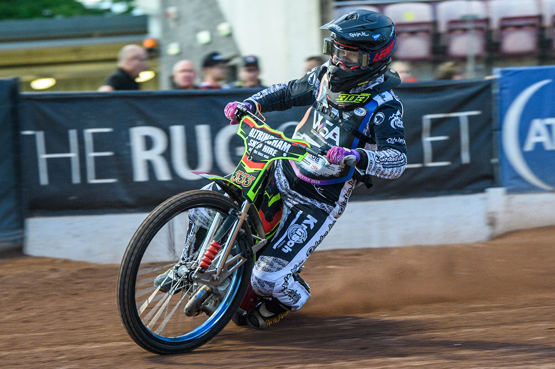 Celina Liebmann in action during the Sports Insure Premiership match between Belle Vue Aces and Wolverhampton Wolves at the National Speedway Stadium, Manchester on Monday 3rd July 2023. (Photo: Ian Charles | MI News)