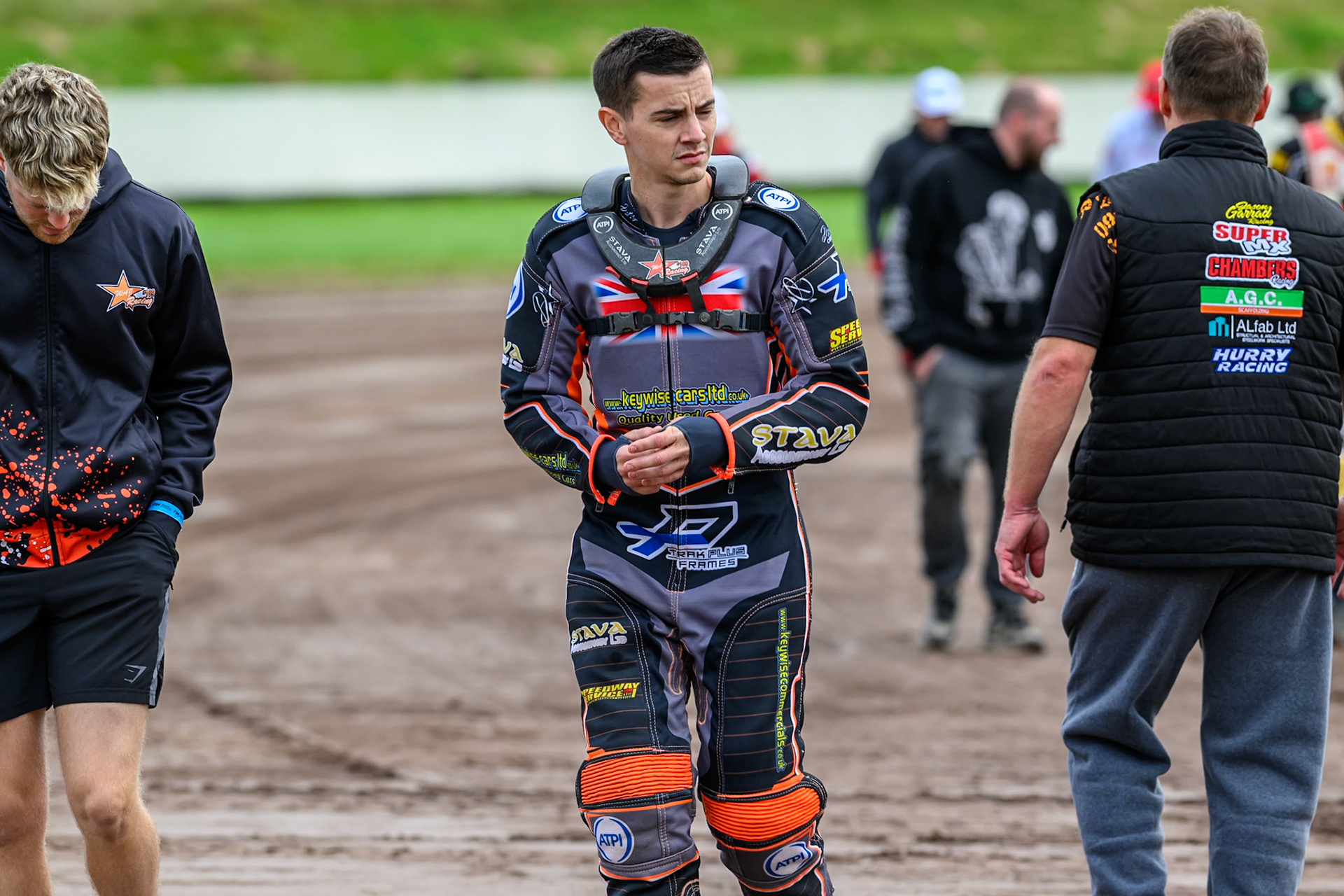 Zach Wajtknecht (109) of Great Britain walks the track during the FIM Long Track World Championship Final 4, at the Speed Centre Roden, Netherlands on Sunday 21st September 2025. (Photo: Ian Charles | MI News)